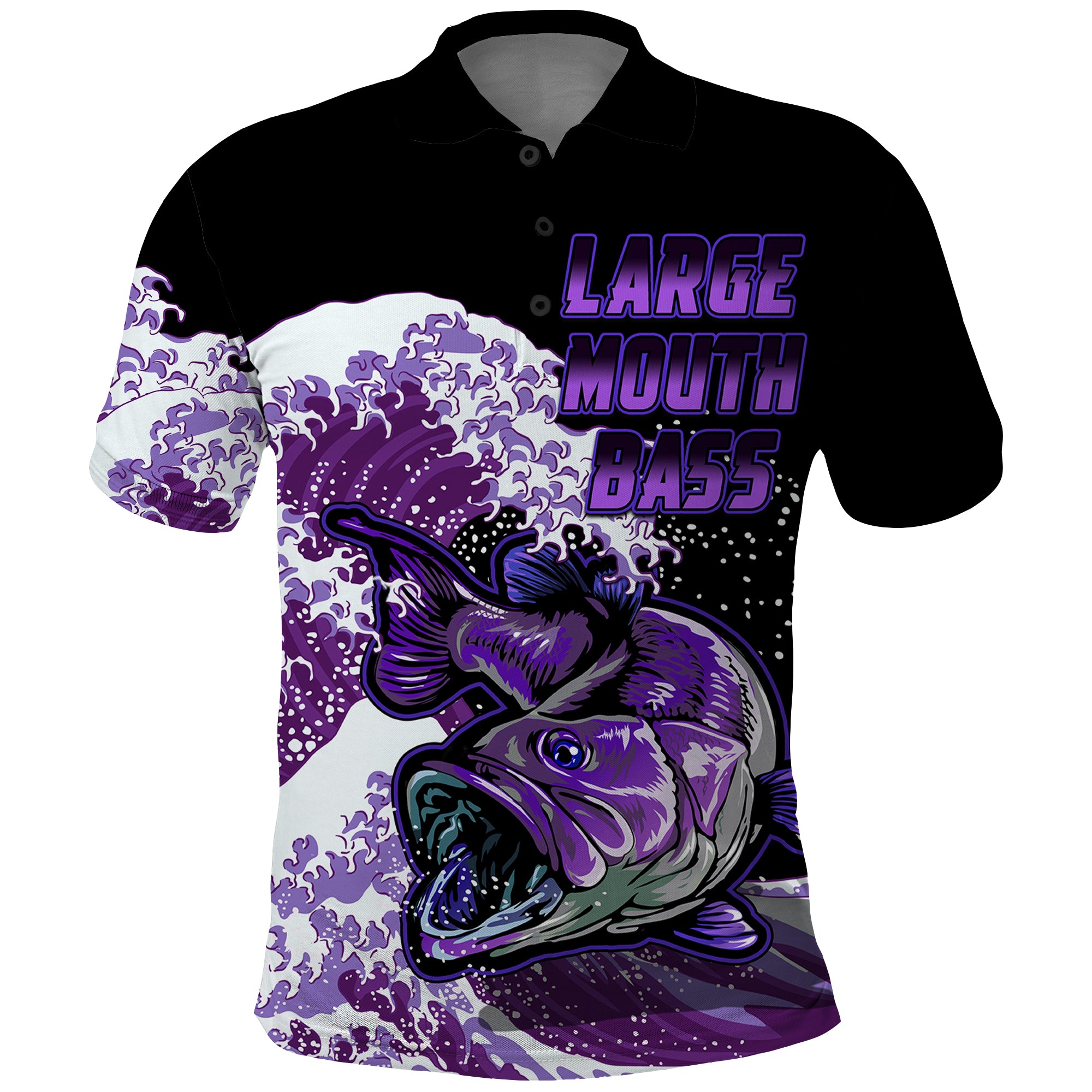 Largemouth Bass Fishing Polo Shirt Purple - Wonder Print Shop