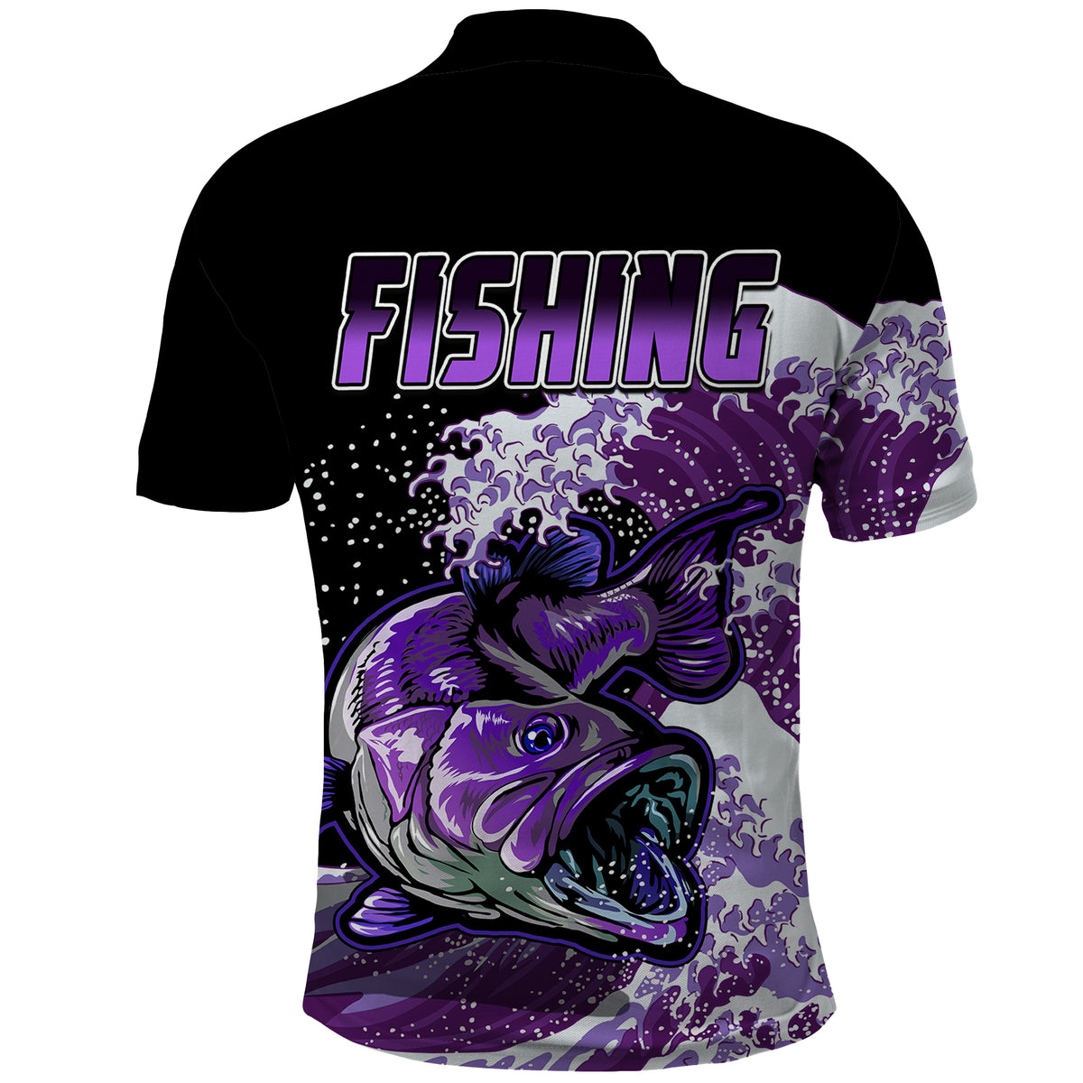 Largemouth Bass Fishing Polo Shirt Purple - Wonder Print Shop