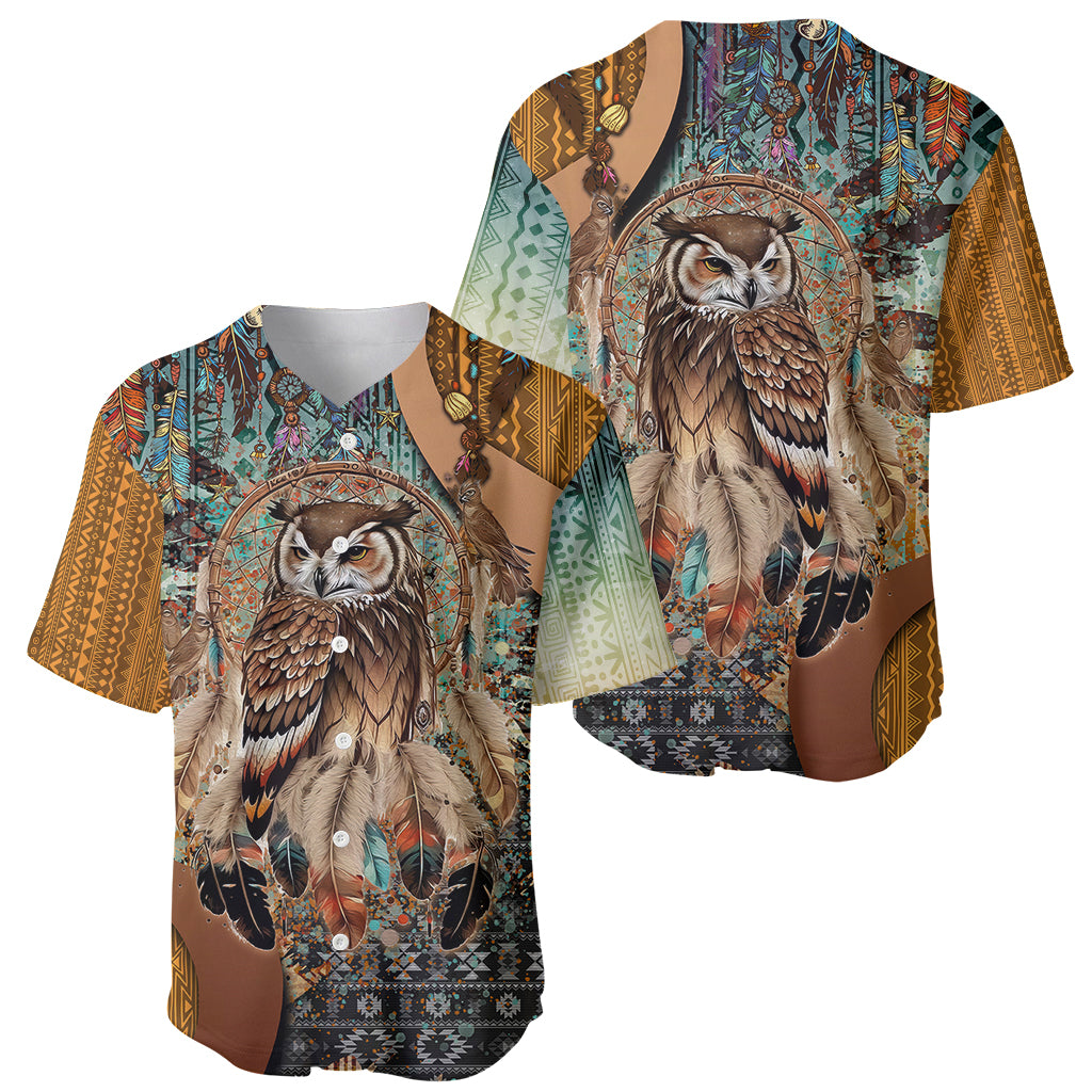 Native American Dreamcatcher Owl and Feathers Baseball Jersey - Wonder Print Shop