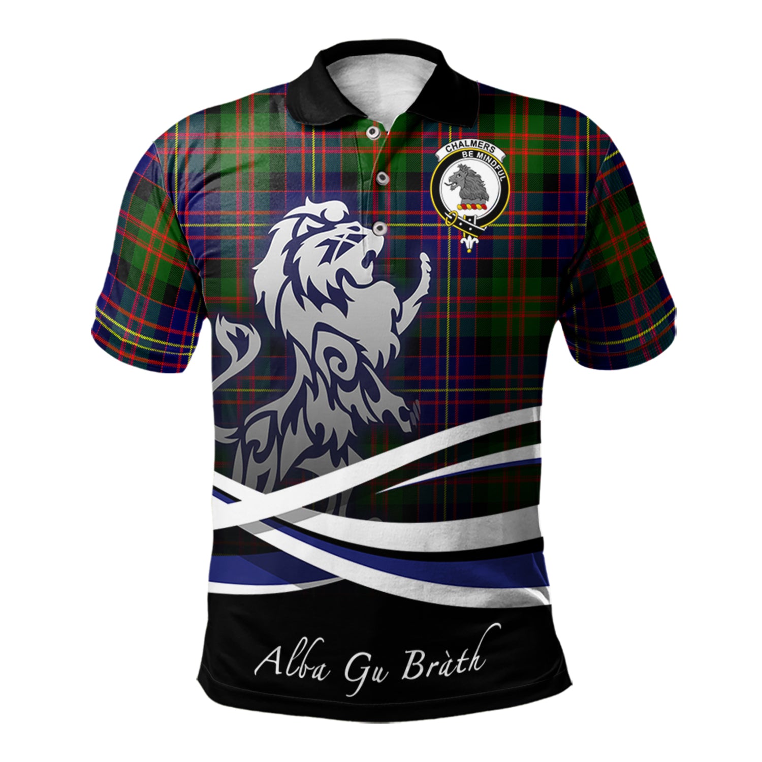 scottish-chalmers-modern-clan-crest-scotland-lion-tartan-polo-shirt