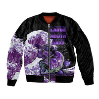 Largemouth Bass Fishing Purple Sleeve Zip Bomber Jacket - Wonder Print Shop