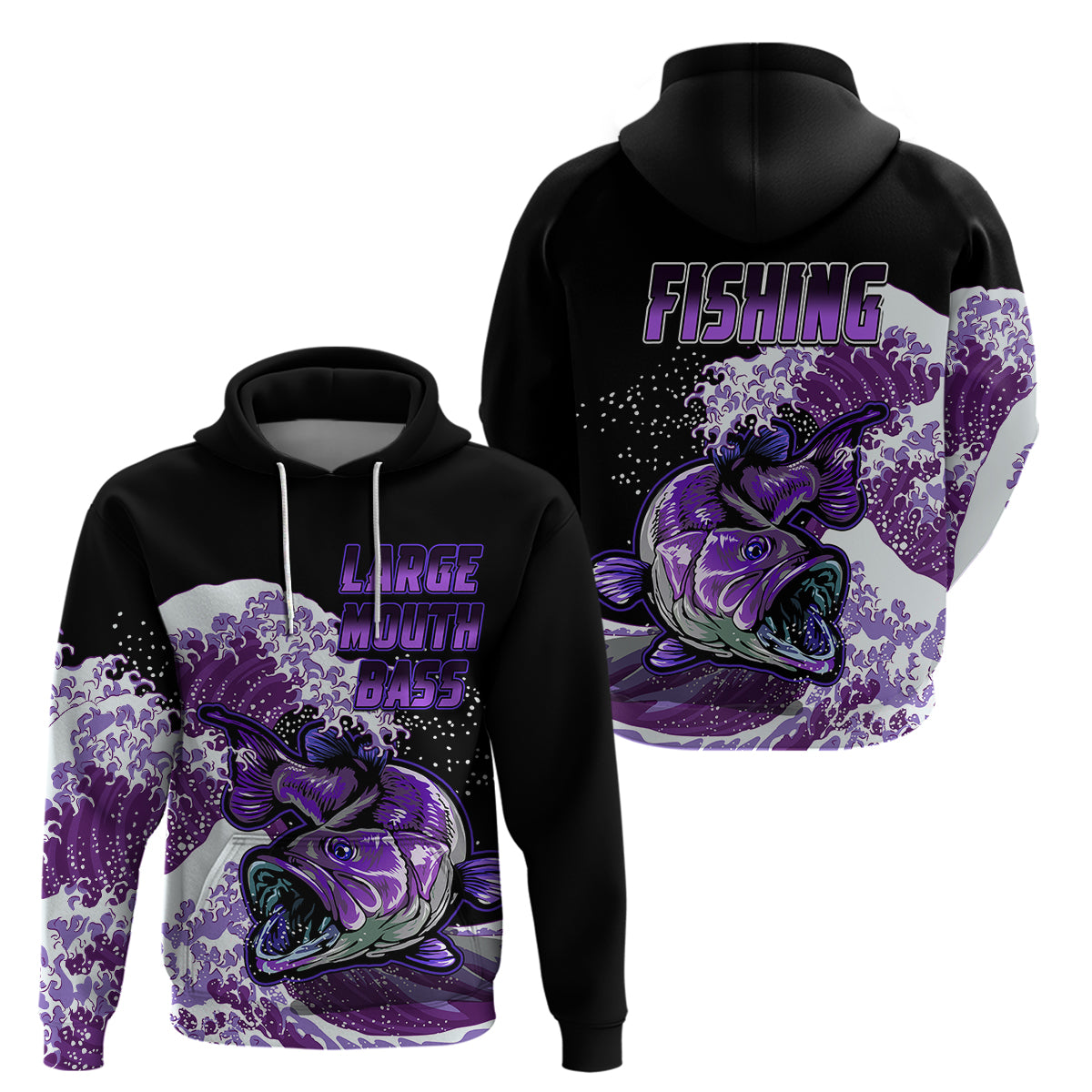 Largemouth Bass Fishing Purple Hoodie - Wonder Print Shop