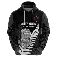 Custom Aotearoa Rugby Sevens All Black Tiki Fern Hoodie - Wonder Print Shop