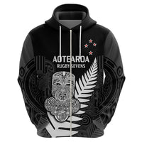 Custom Aotearoa Rugby Sevens All Black Tiki Fern Hoodie - Wonder Print Shop
