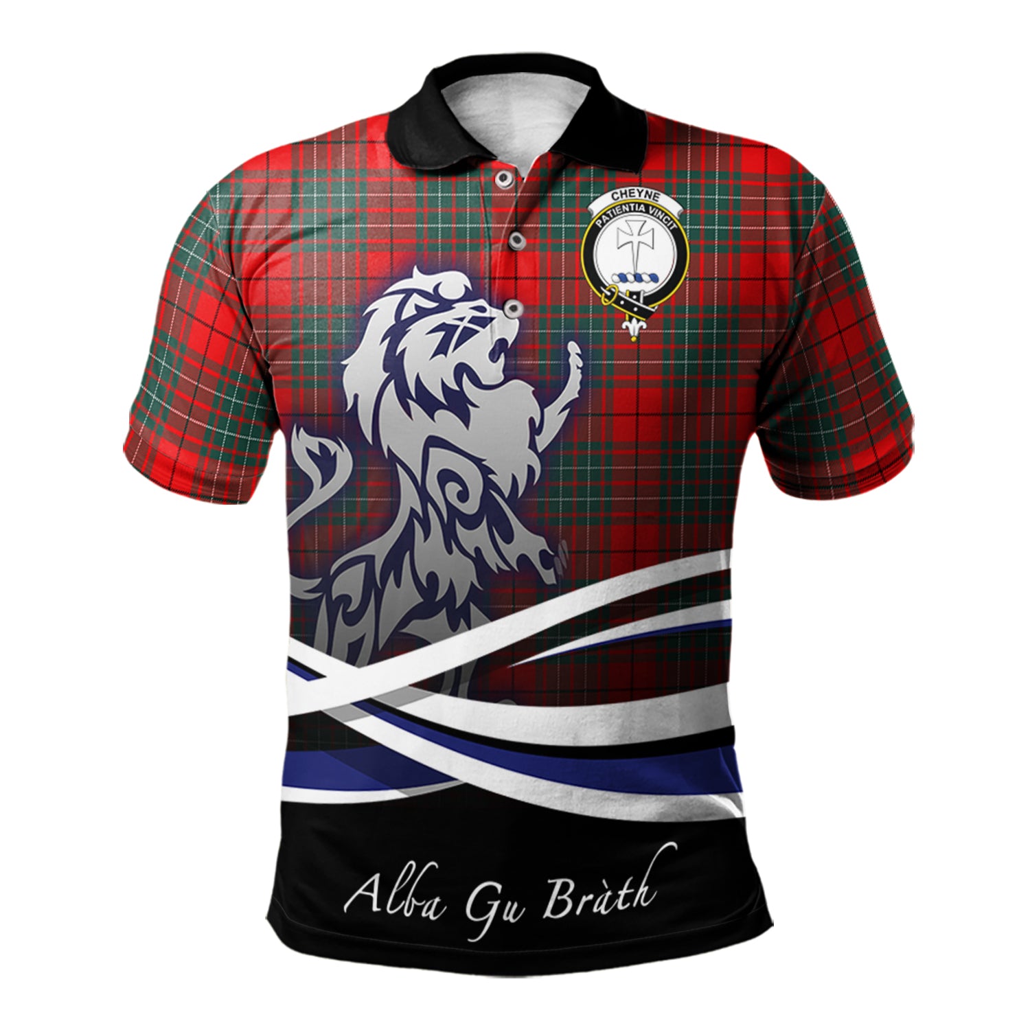 scottish-cheyne-clan-crest-scotland-lion-tartan-polo-shirt