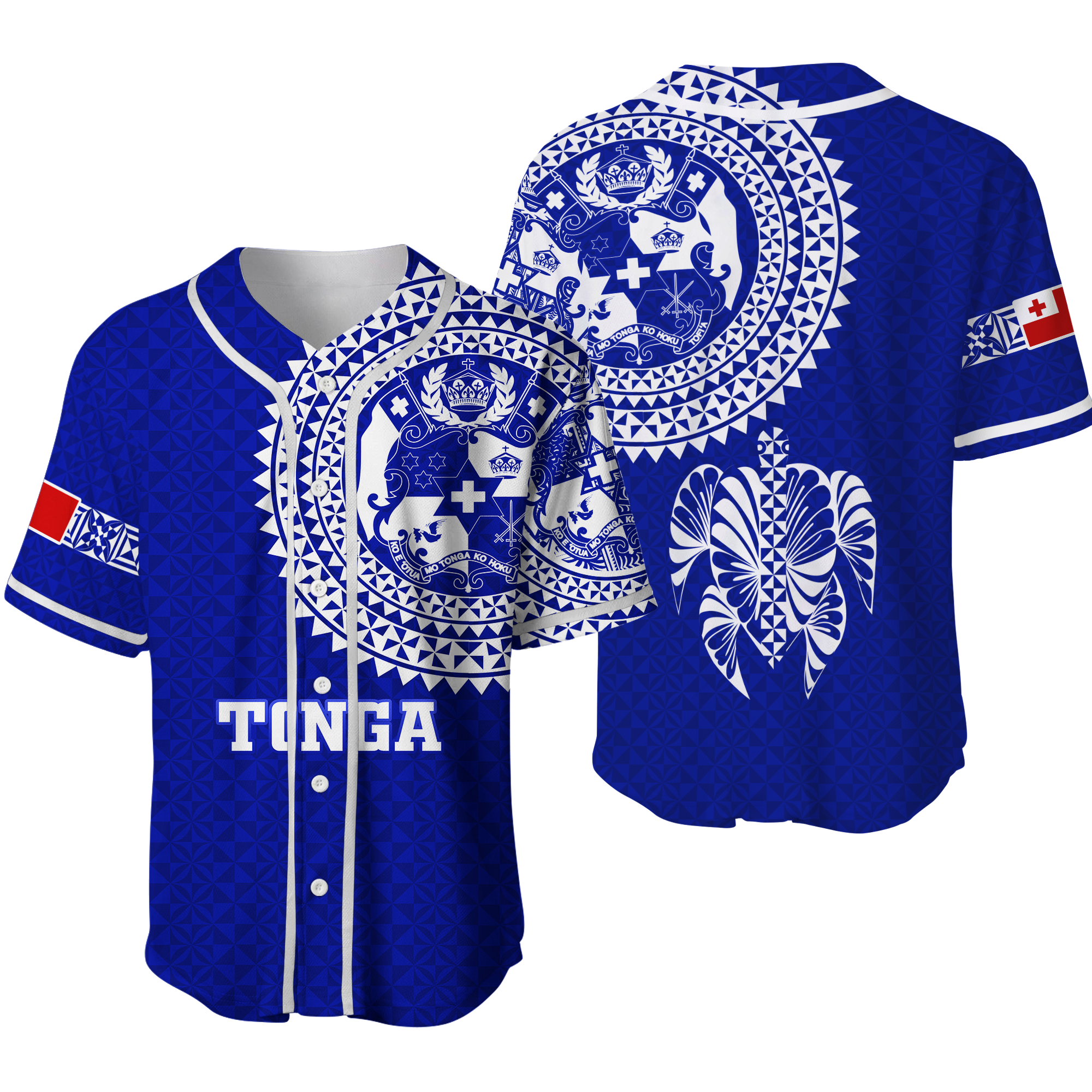 Tonga Baseball Jersey Tongan Blue Turtle - LT12 - Wonder Print Shop
