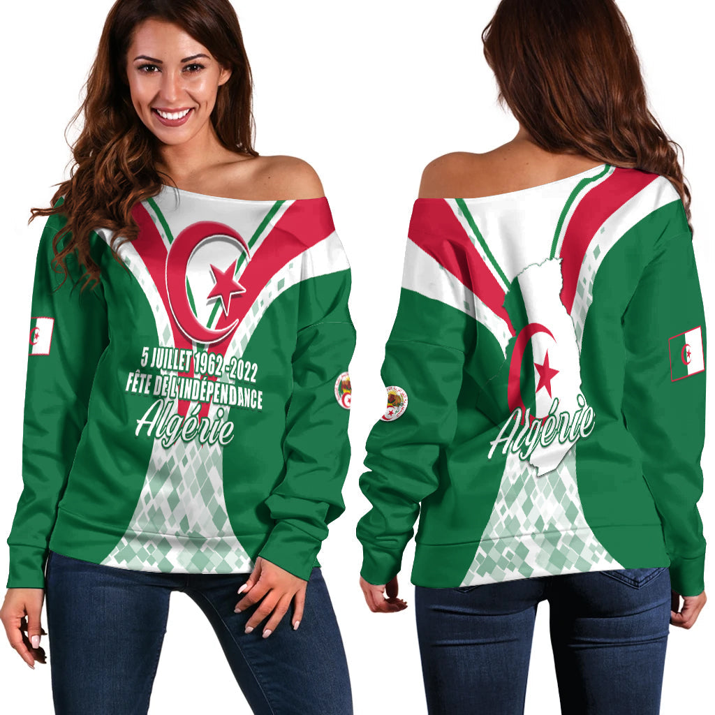 Algeria Independence Day 5 Juillet 1962 - 2022 Women Off Shoulder Sweater LT12 - Wonder Print Shop