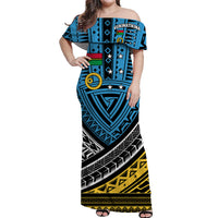 Polynesian Dress VUKINATIKINA Sanma Province Tribal Pattern Off Shoulder Long Dress LT12