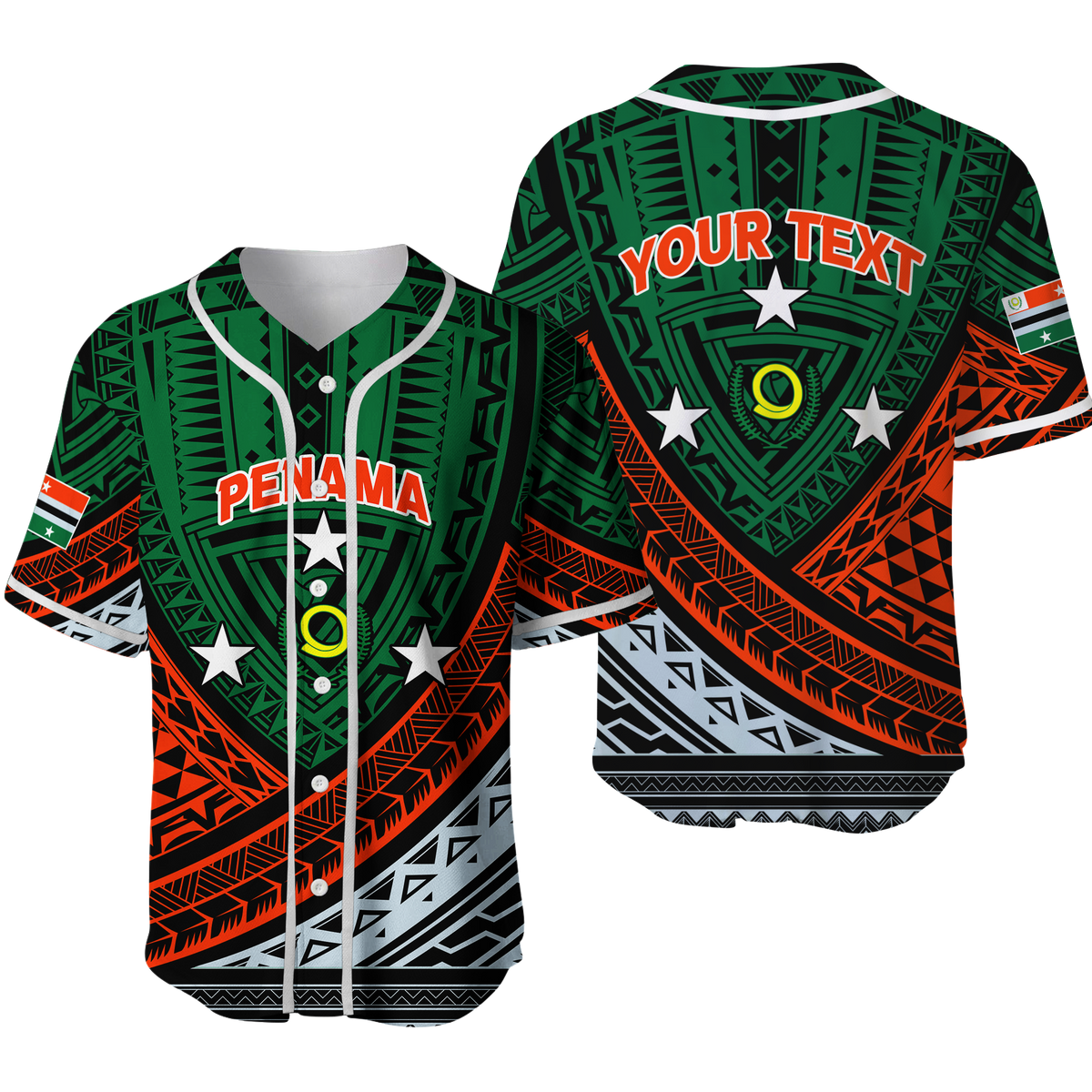 Custom Personalised Vanuatu Penama Province Tribal Pattern Baseball Jersey - LT12 - Wonder Print Shop