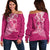 Breast Cancer Pink Ribbon Butterfly Polynesian Pink Version Women Off Shoulder Sweater LT12 - Wonder Print Shop