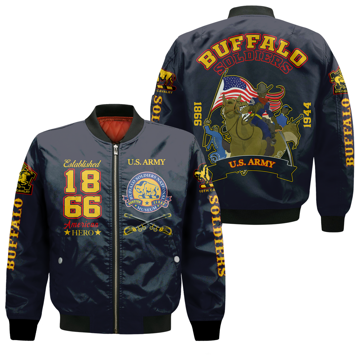 Big Boy Buffalo Soldiers Bomber Jacket Blue LT12 - Wonder Print Shop