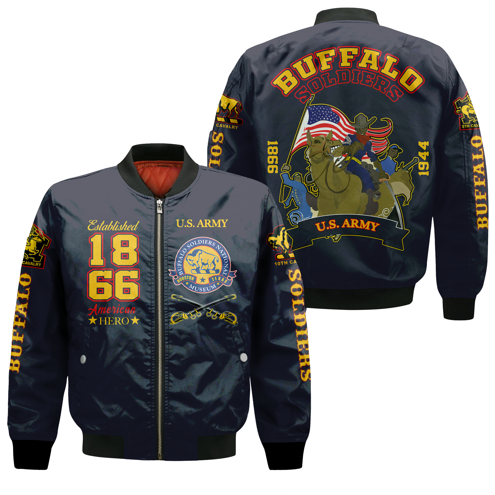 Big Boy Buffalo Soldiers Bomber Jacket Blue LT12 - Wonder Print Shop