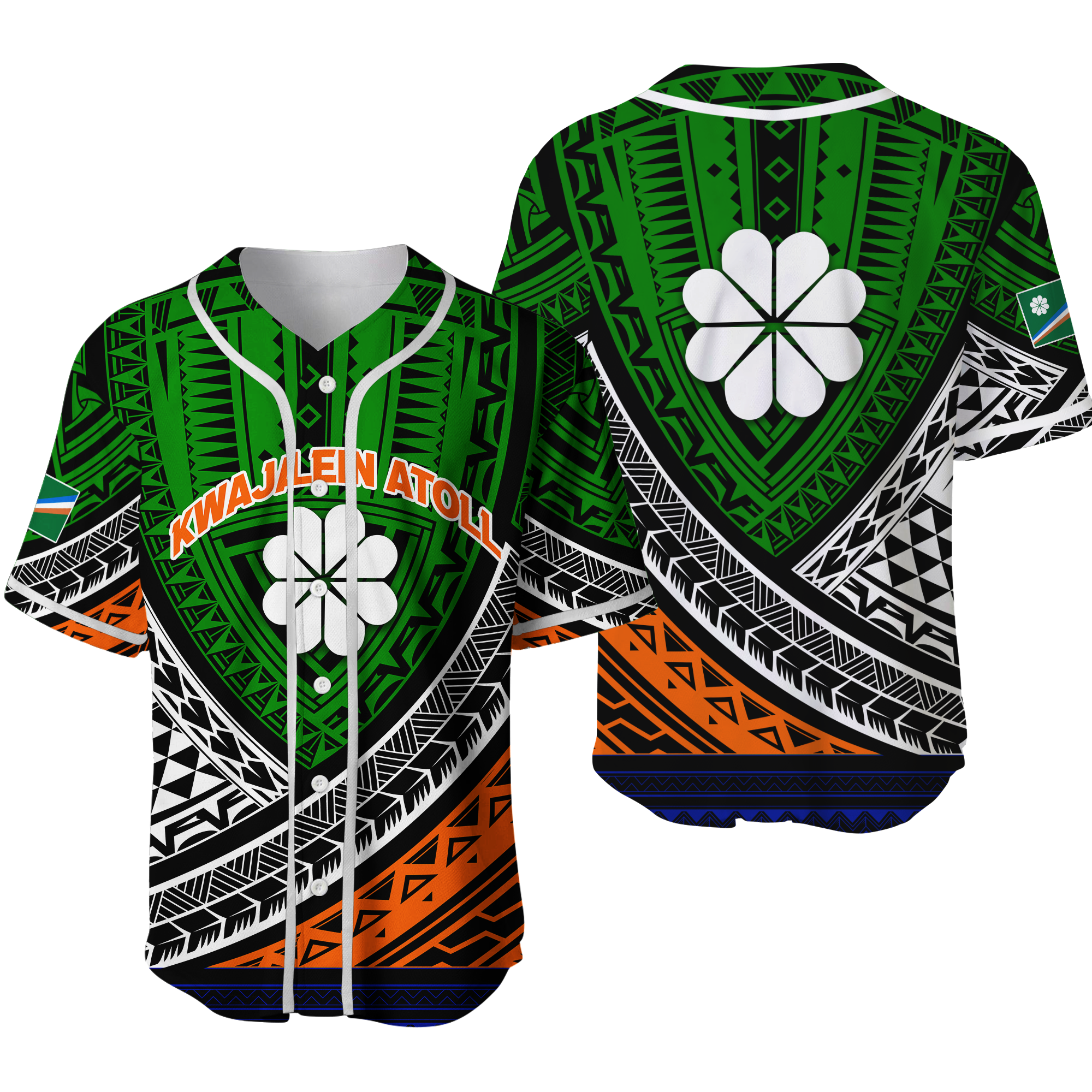 Kwajalein Atoll Tribal Pattern Baseball Jersey - LT12 - Wonder Print Shop