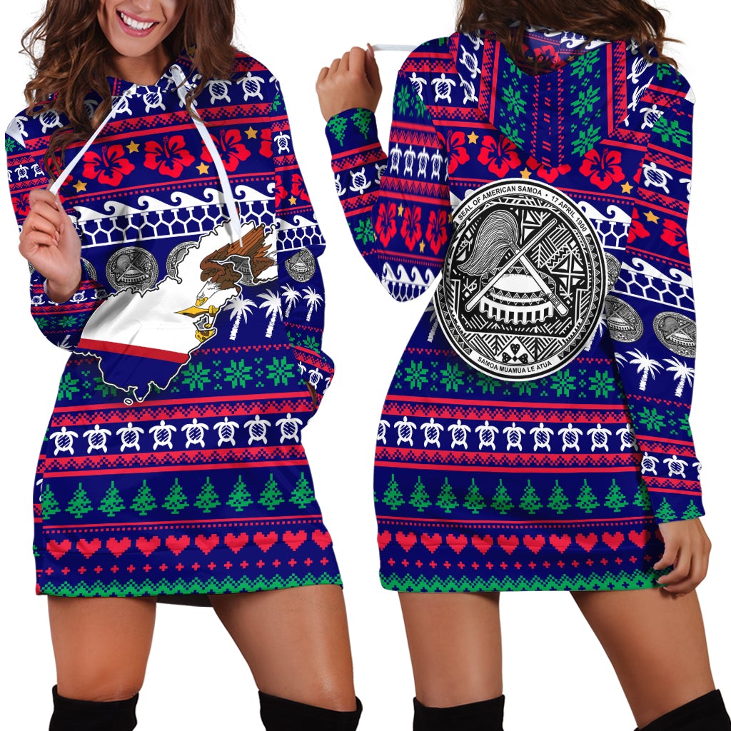 American Samoa Christmas Hoodie Dress - Ugly Christmas LT12 - Wonder Print Shop