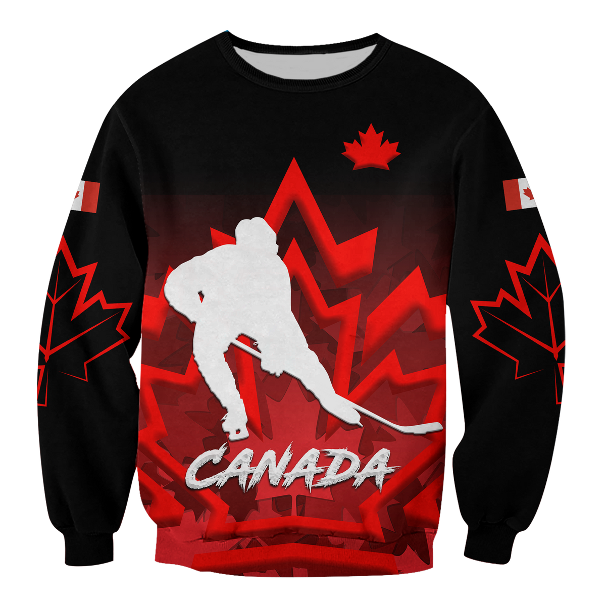 (Custom Personalised) Canada Hockey With Maple Leaf Sweatshirt LT12 - Wonder Print Shop