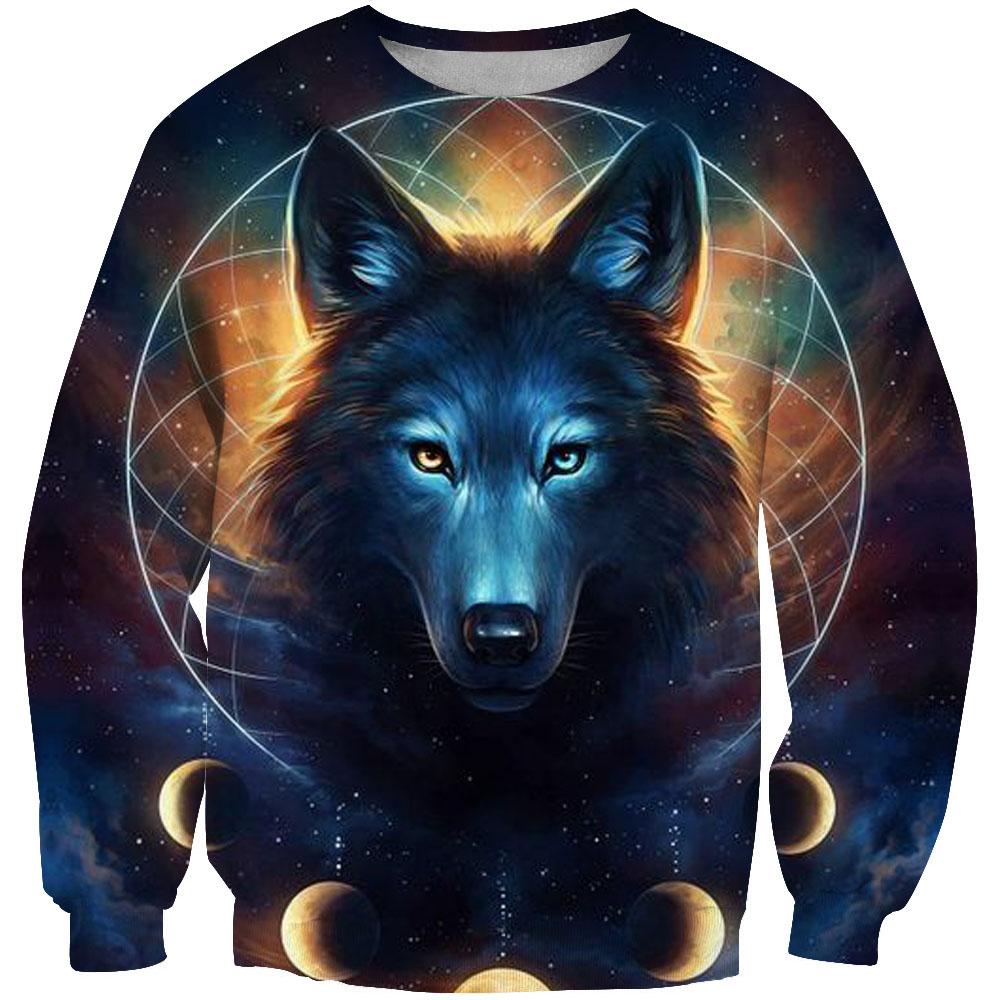 Wolf Moon Galaxy Native American 3D Sweatshirt LT10 - Wonder Print Shop