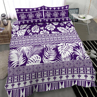 Purple & white patterned duvet with bold borders and two pillowcases