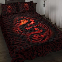 Wales Celtic Quilt Bed Set Fury Celtic Dragon With Knot - Wonder Print Shop