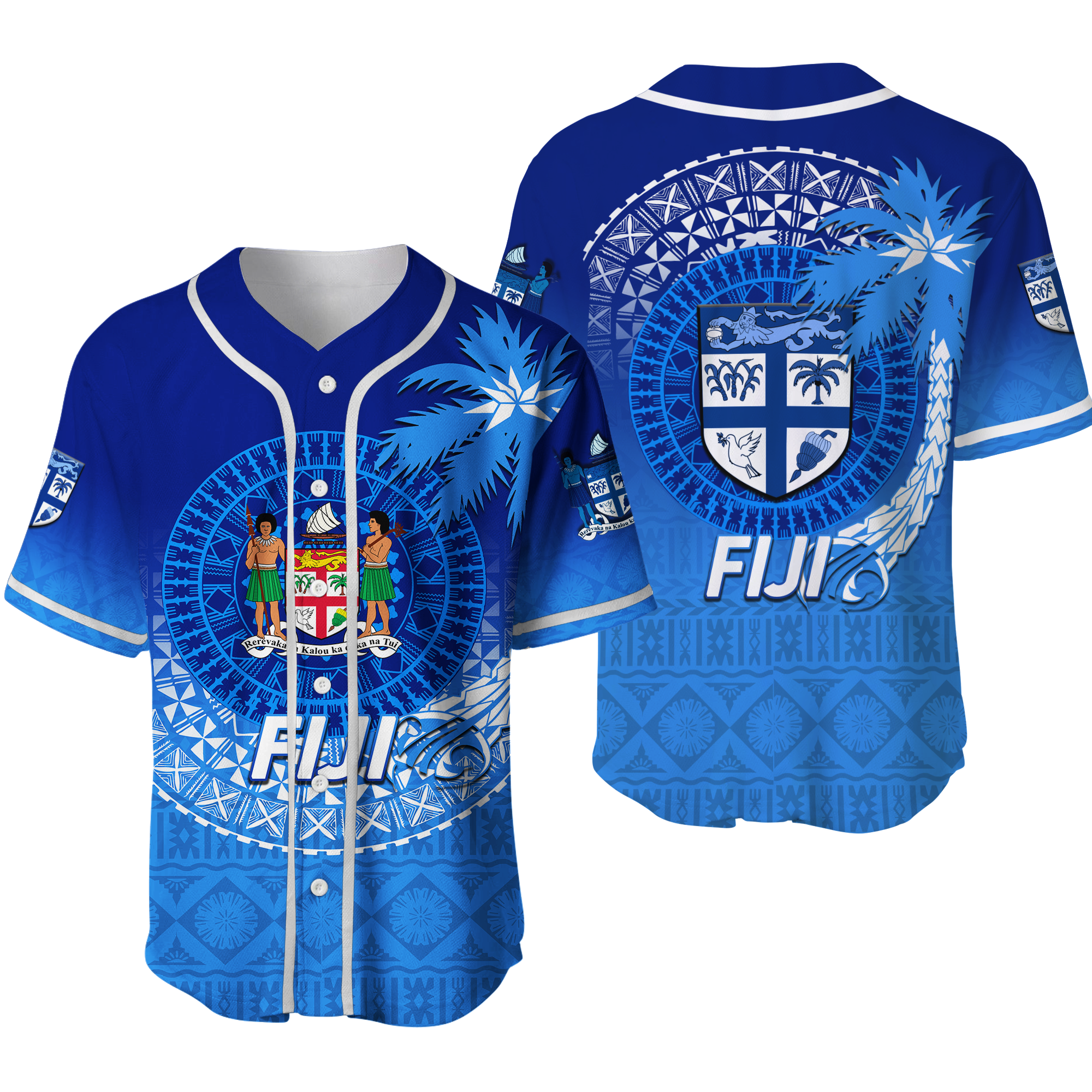Fiji Tapa Tribal Coconut Tree Baseball Jersey - LT12 - Wonder Print Shop