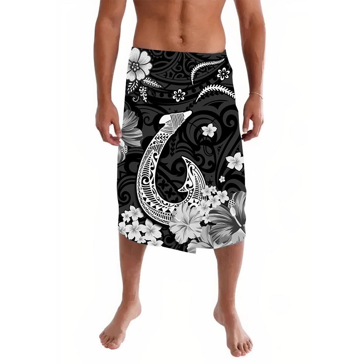 Hawaii Lavalava Polynesia Black Fish Hook LT13 - Wonder Print Shop