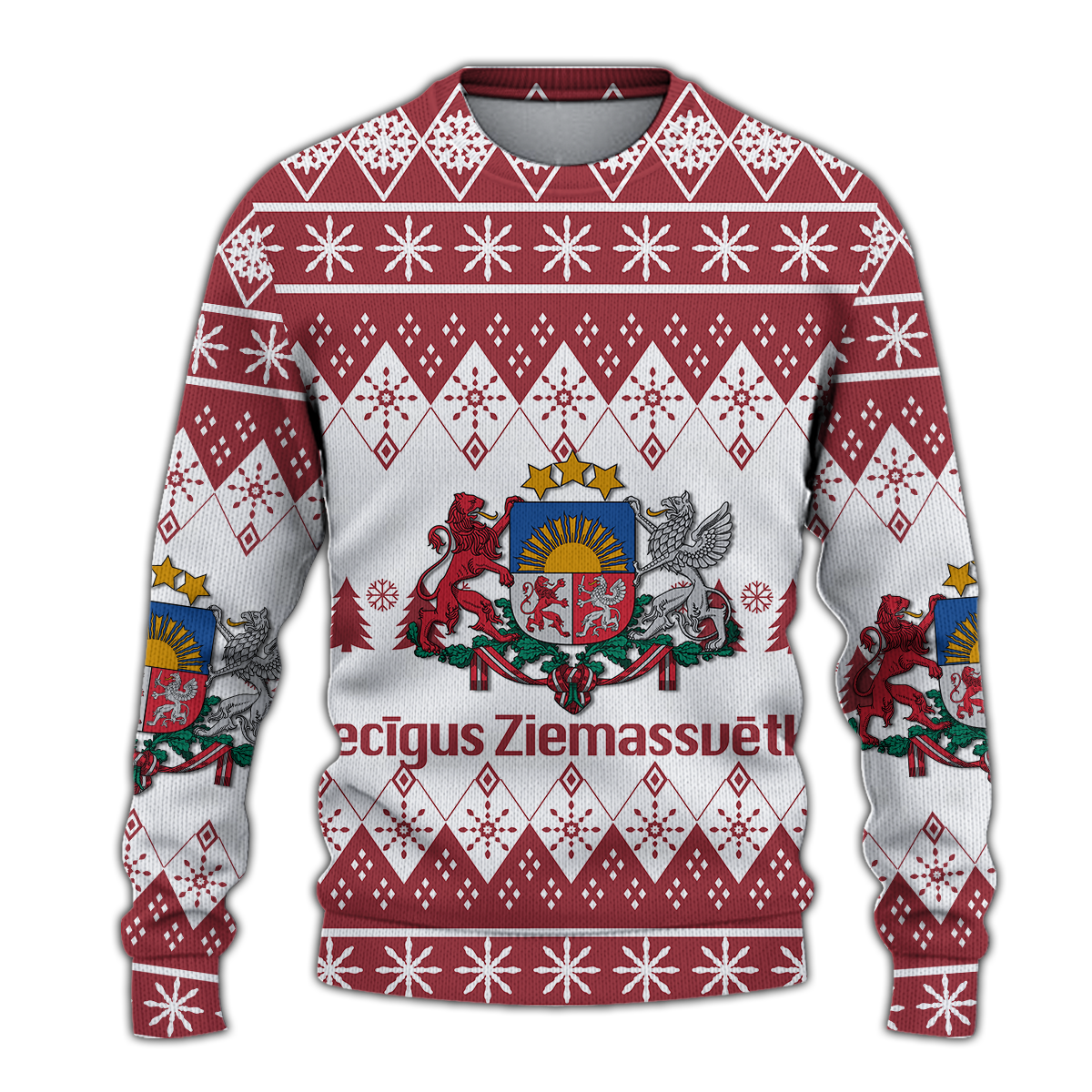 Latvia Christmas Priecīgus Ziemassvētkus Ugly Pattern Sweatshirt 