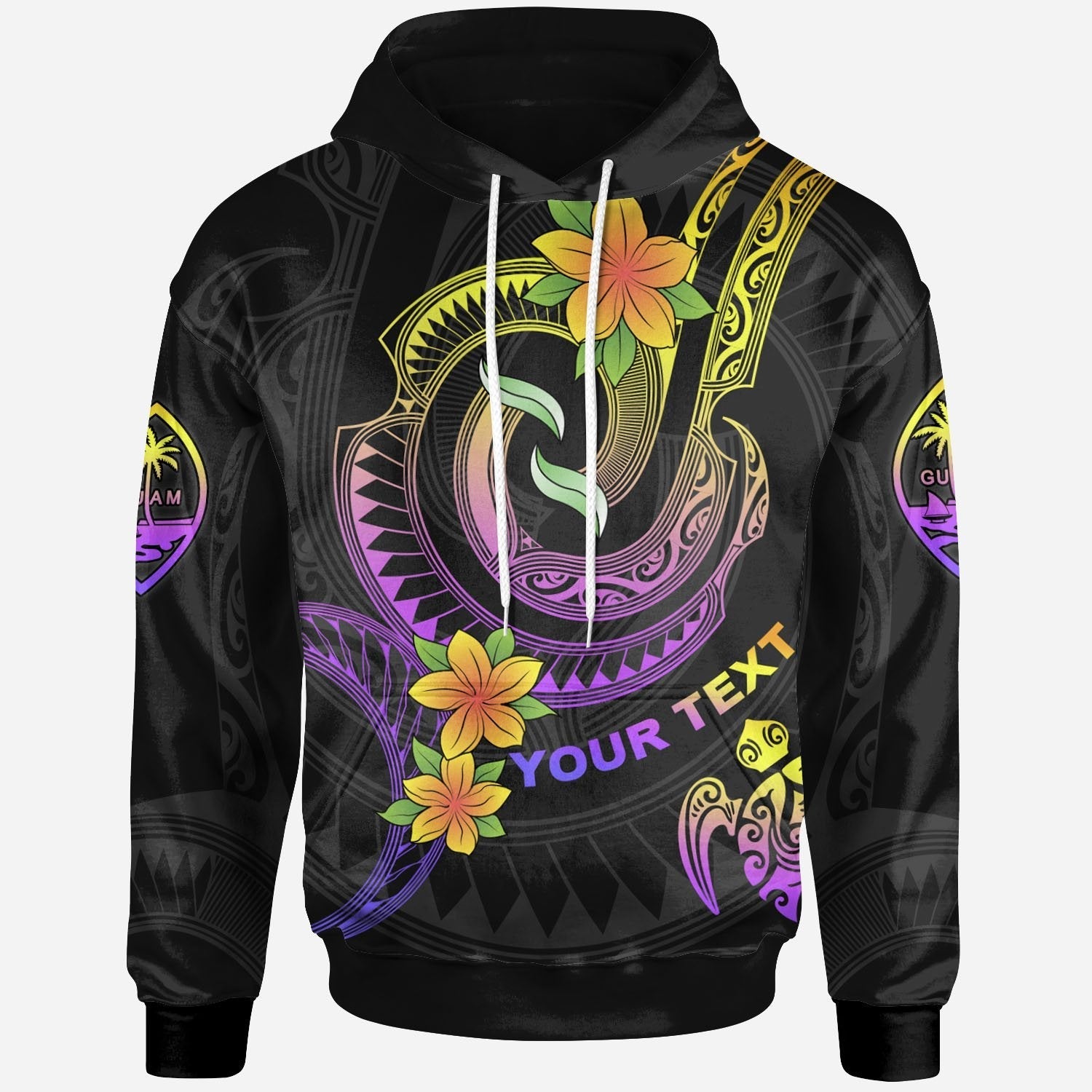 guam-custom-personalised-hoodie-plumeria-flowers-with-spiral-patterns