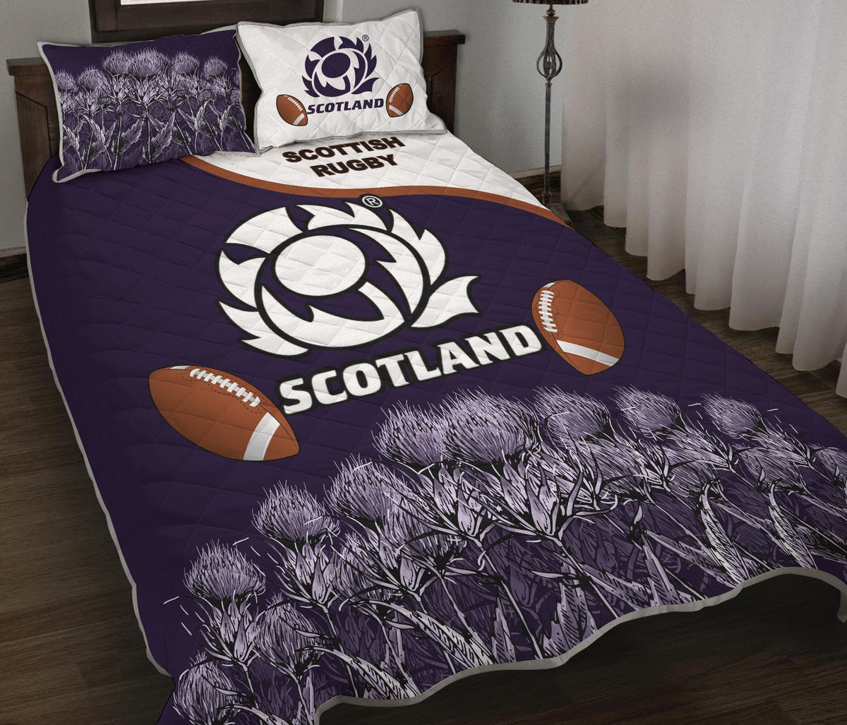 Scotland Rugby Union Quilt Bed Set Thistle Flower Purple Original LT20 - Wonder Print Shop