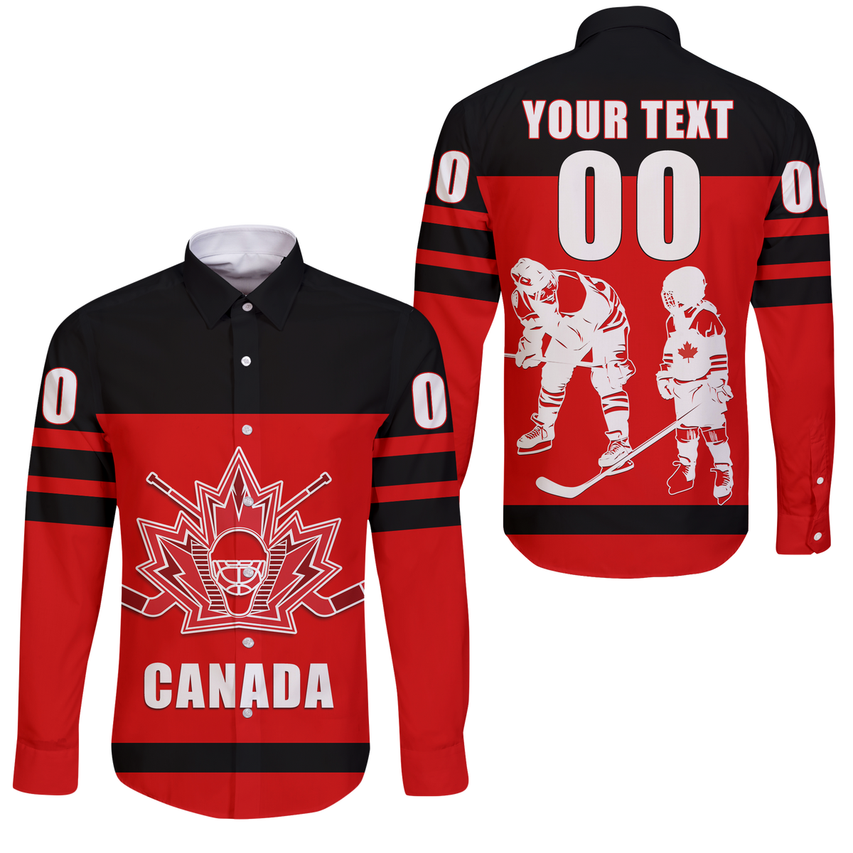 (Custom Personalized) Canada Hockey Team Supporter Father's Day Long Sleeve Button Shirt LT12 - Wonder Print Shop