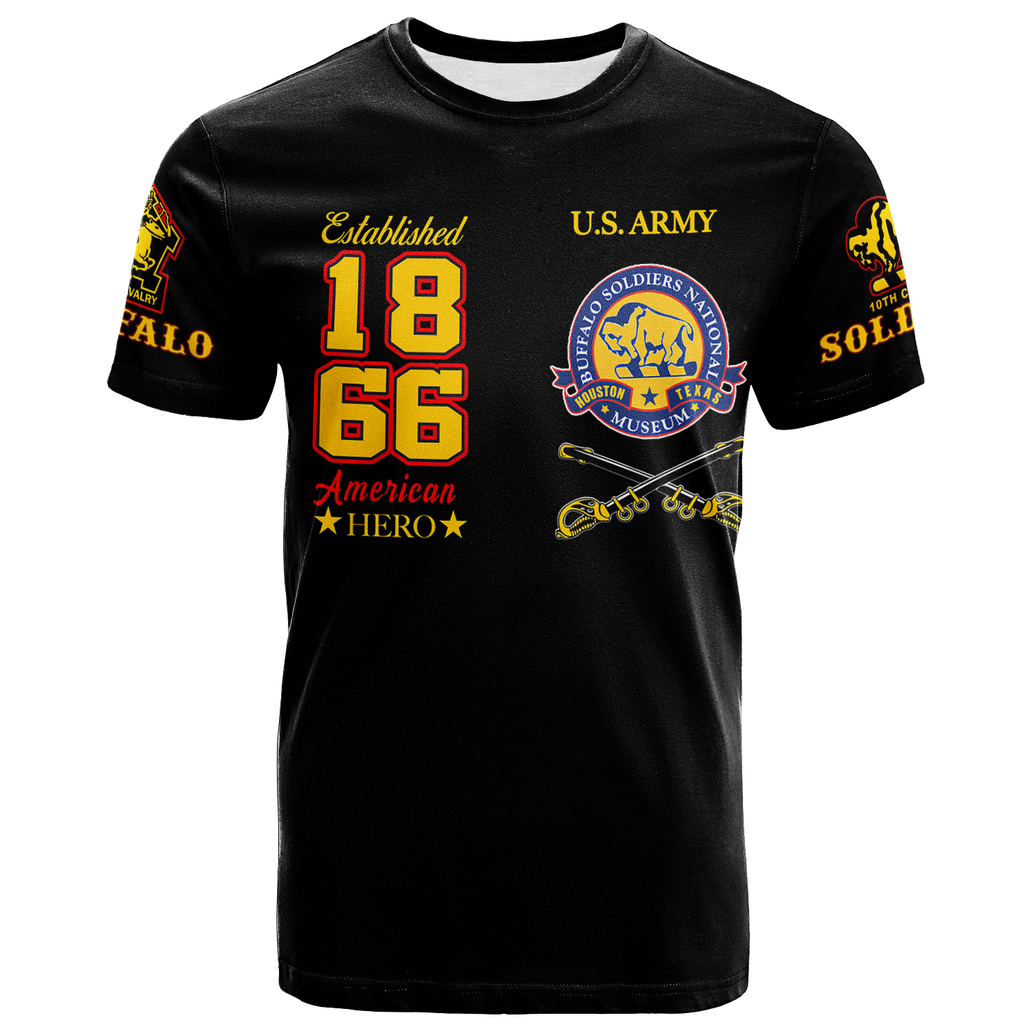 Big Boy Buffalo Soldiers T Shirt Black LT12 - Wonder Print Shop