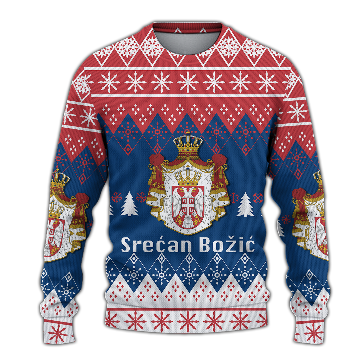 Serbia Christmas Srecan Bozic Ugly Pattern Sweatshirt - LT12 - Wonder Print Shop