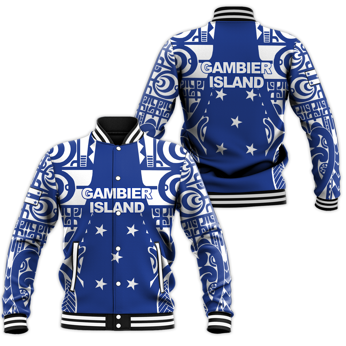 Gambier Islands Tribal Baseball Jacket LT12 - Wonder Print Shop