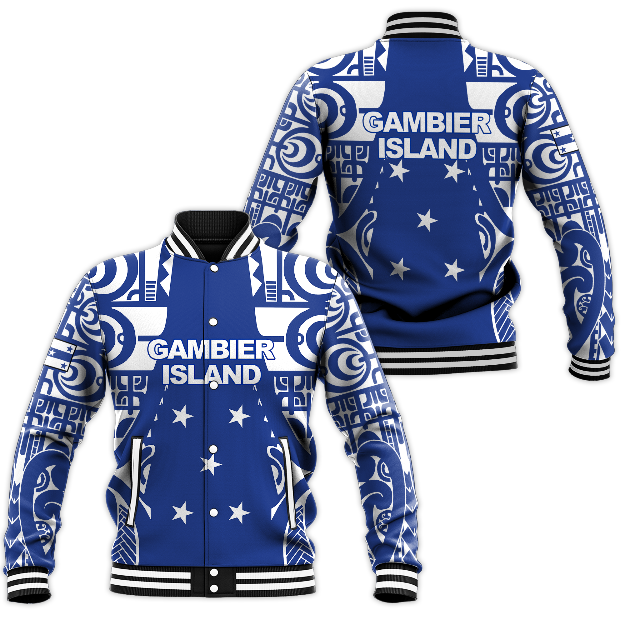 Gambier Islands Tribal Baseball Jacket LT12 - Wonder Print Shop
