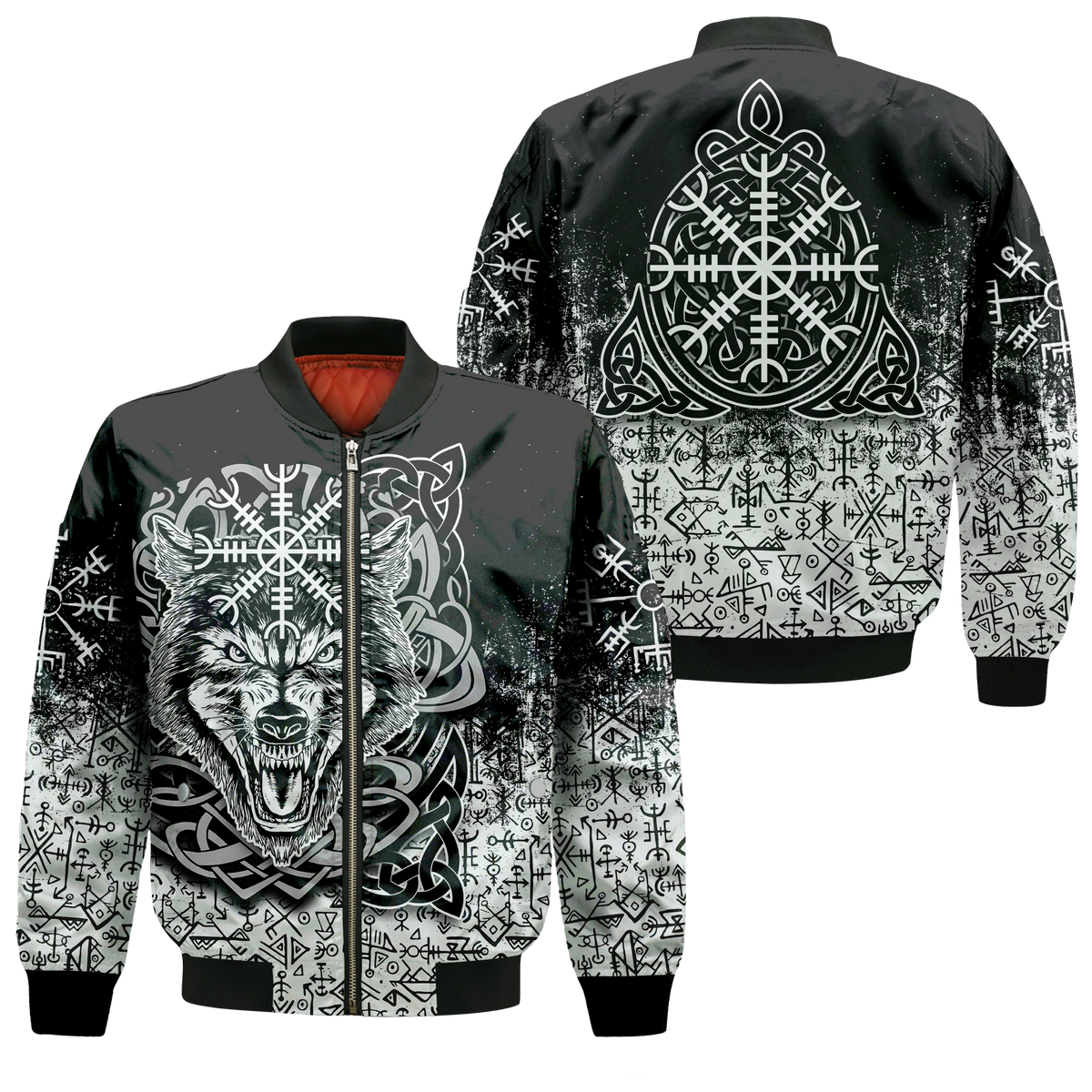 Viking Wolf With Vegvisir Art Bomber Jacket LT12 - Wonder Print Shop