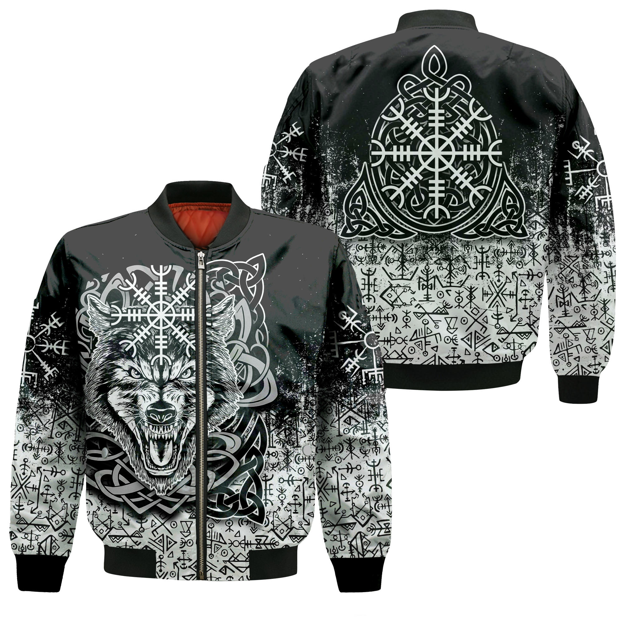 Viking Wolf With Vegvisir Art Bomber Jacket LT12 - Wonder Print Shop