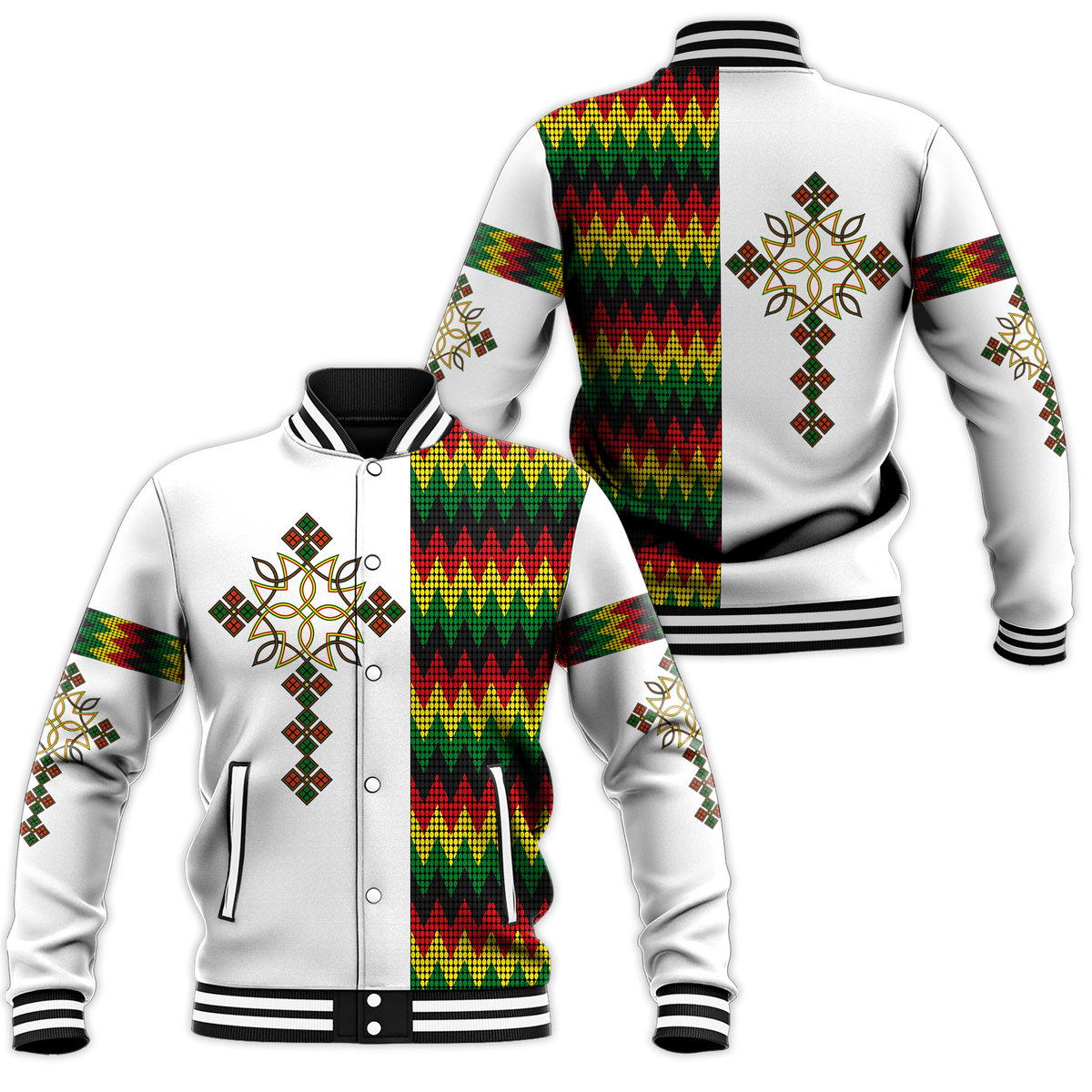 Ethiopian Art Cross Baseball Jacket LT12 - Wonder Print Shop