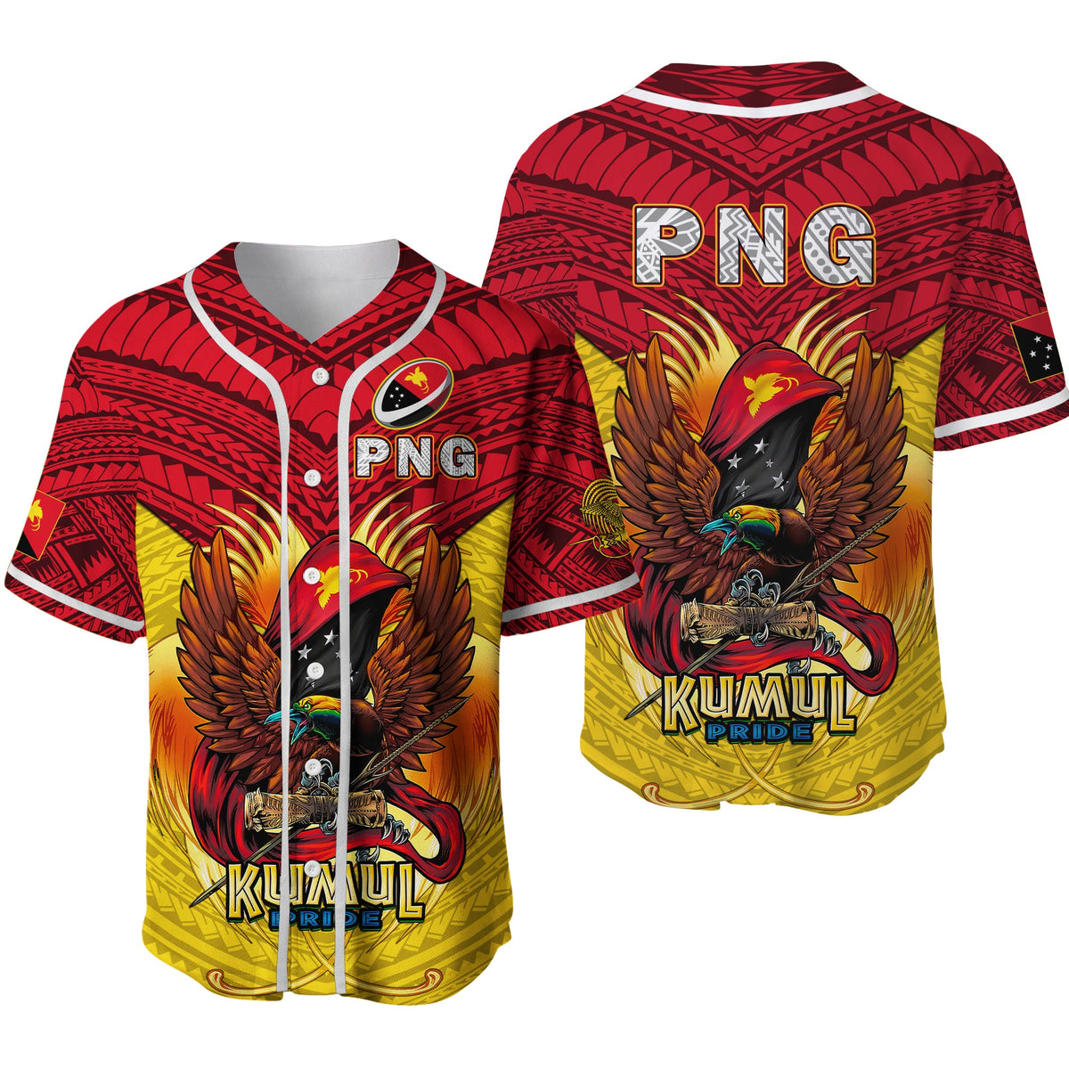 Papua New Guinea Rugby Kumul Pride Baseball Jersey - LT2 - Wonder Print Shop