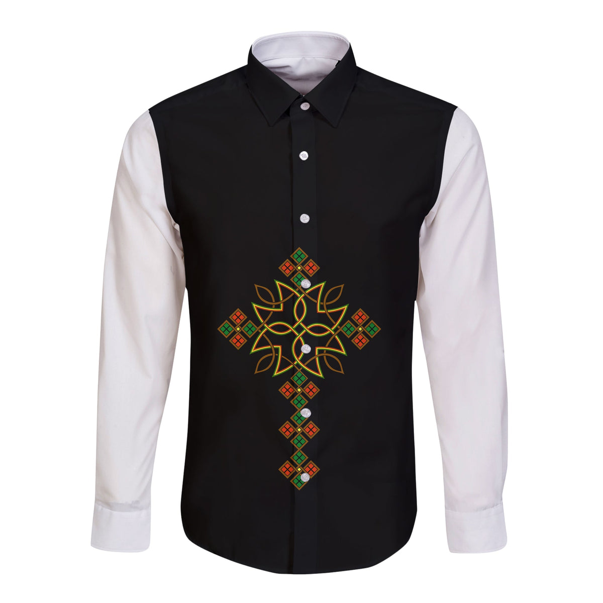 Ethiopia Long Sleeve Button Shirt Version Map LT13 - Wonder Print Shop