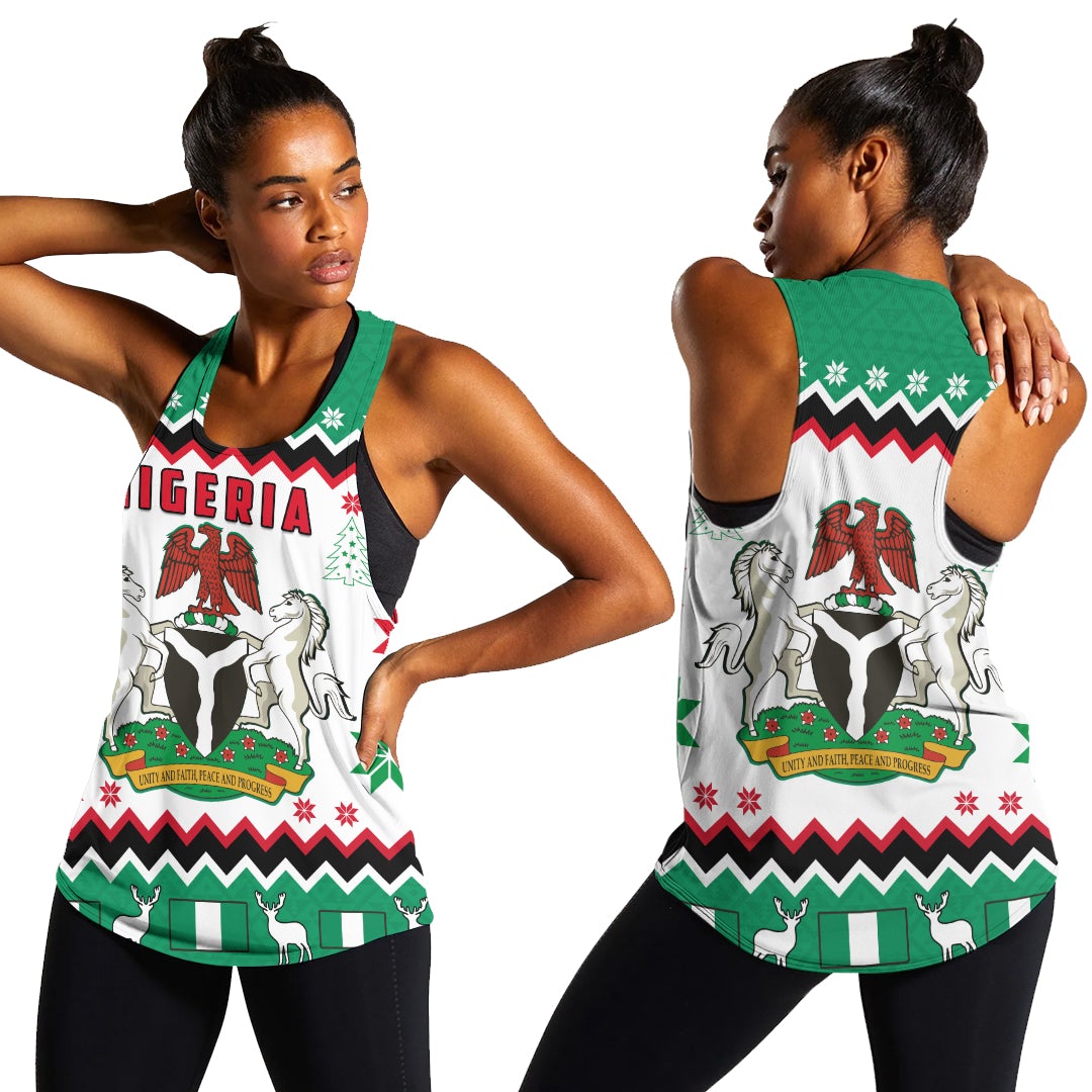 Nigeria Christmas Women Racerback Tank African Pattern LT13 - Wonder Print Shop