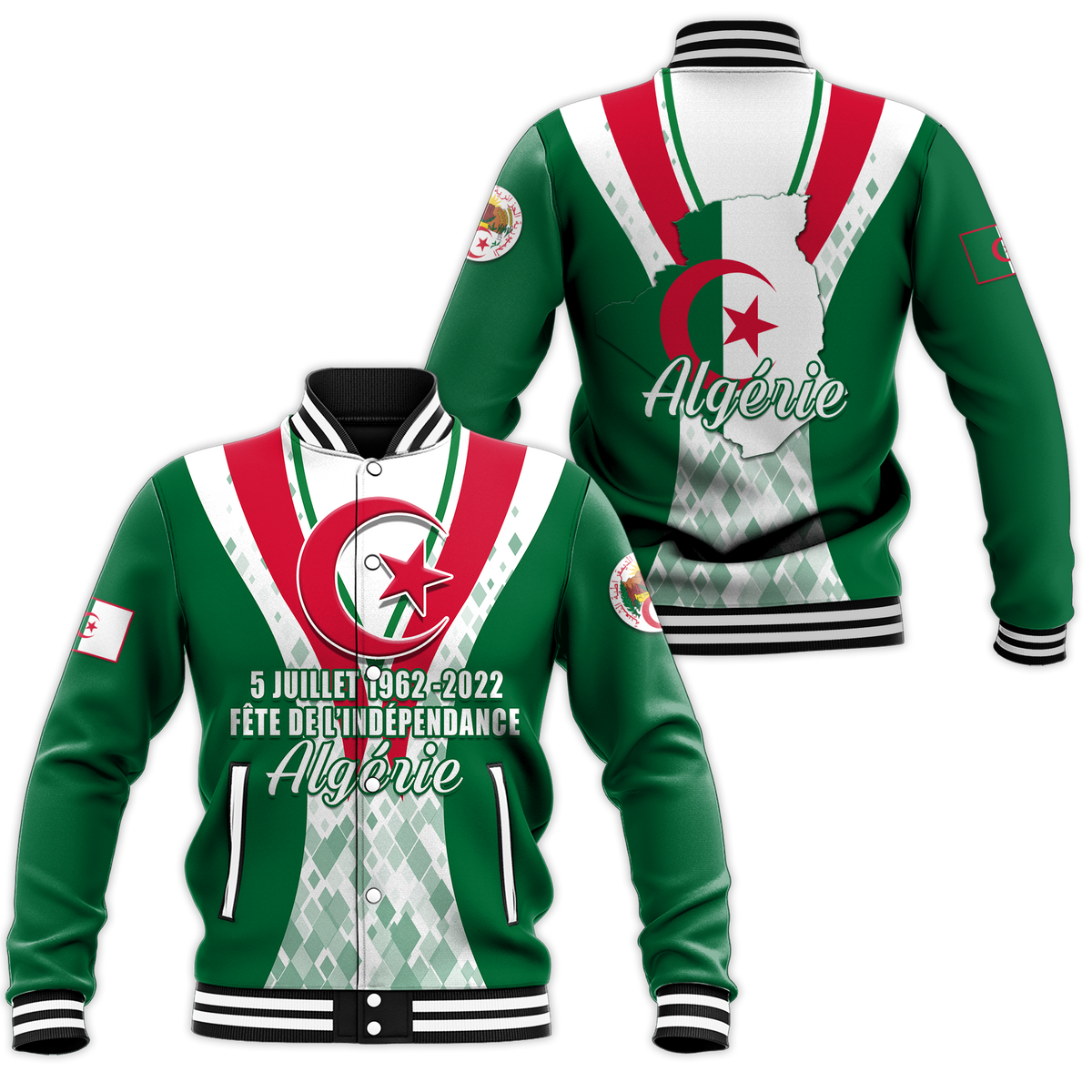 Algeria Independence Day 5 Juillet 1962 - 2022 Baseball Jacket LT12 - Wonder Print Shop
