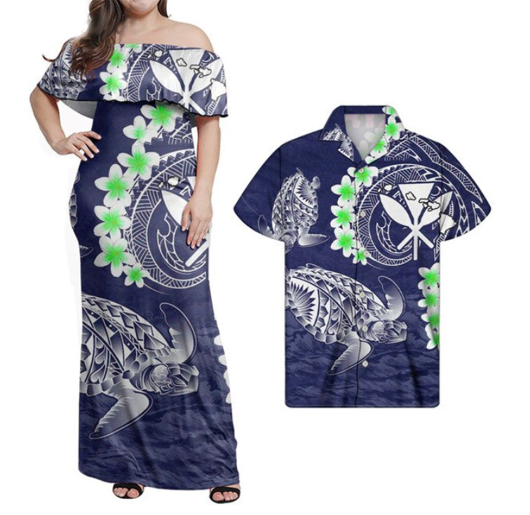 Polynesian Hawaiian Kanaka Maoli Matching Hawaiian Shirt And Dress No.1 LT6 - Wonder Print Shop
