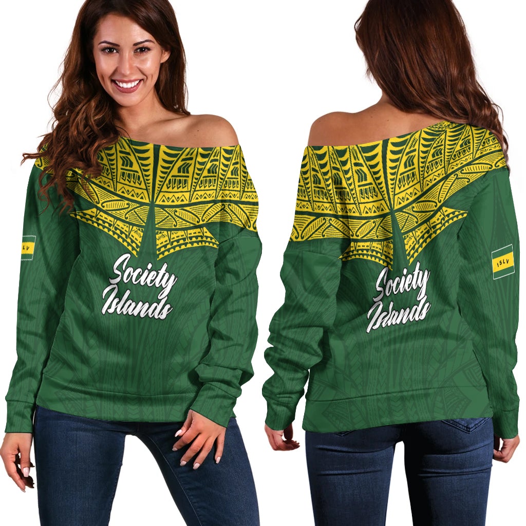 Society Islands Pride Women Off Shoulder Sweater LT12 - Wonder Print Shop