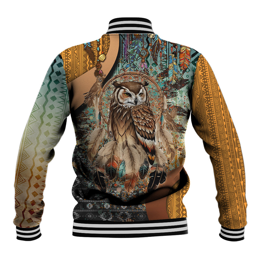 Native American Dreamcatcher Owl and Feathers Baseball Jacket - Wonder Print Shop
