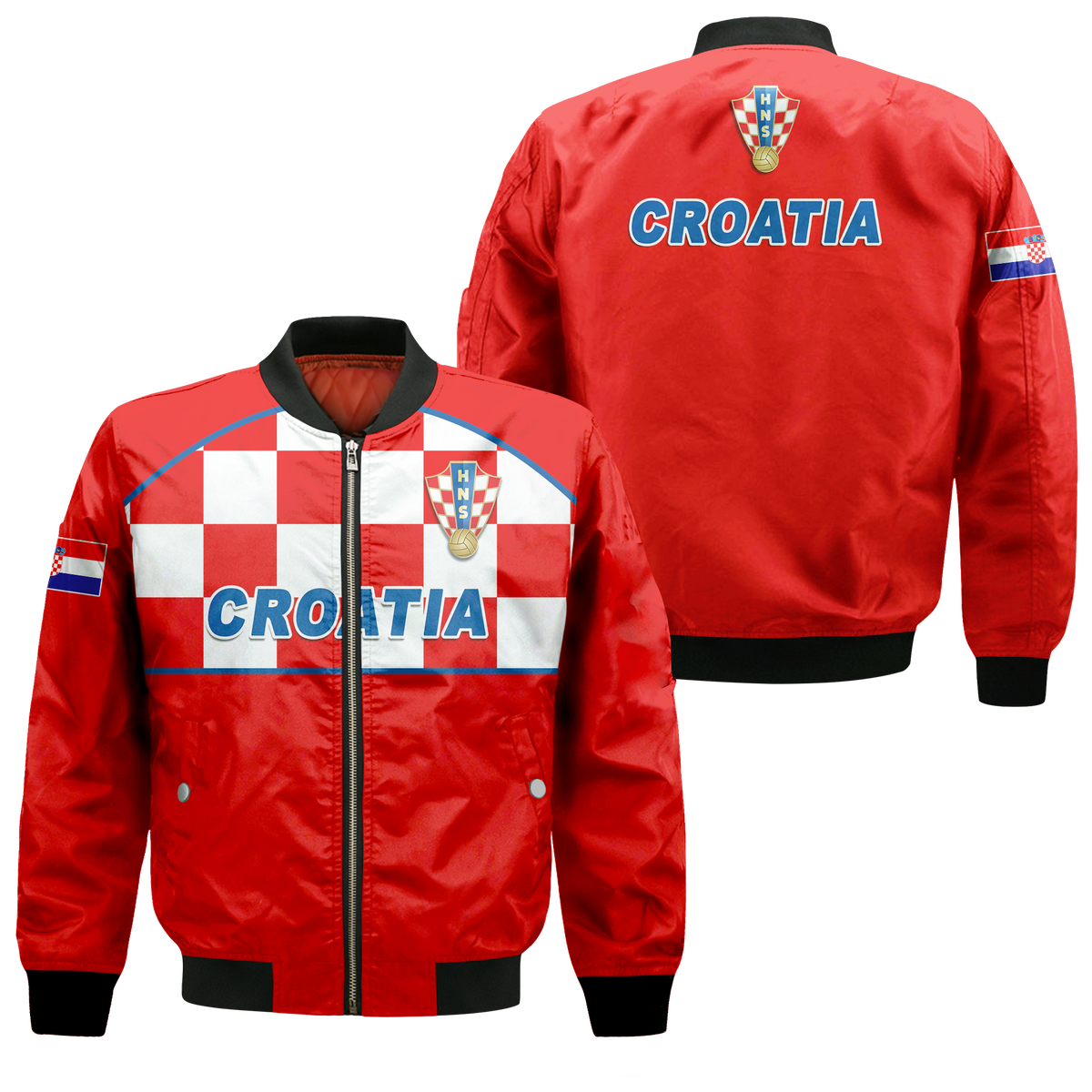Croatia Football 2022 Checkerboard Bomber Jacket - LT12 - Wonder Print Shop