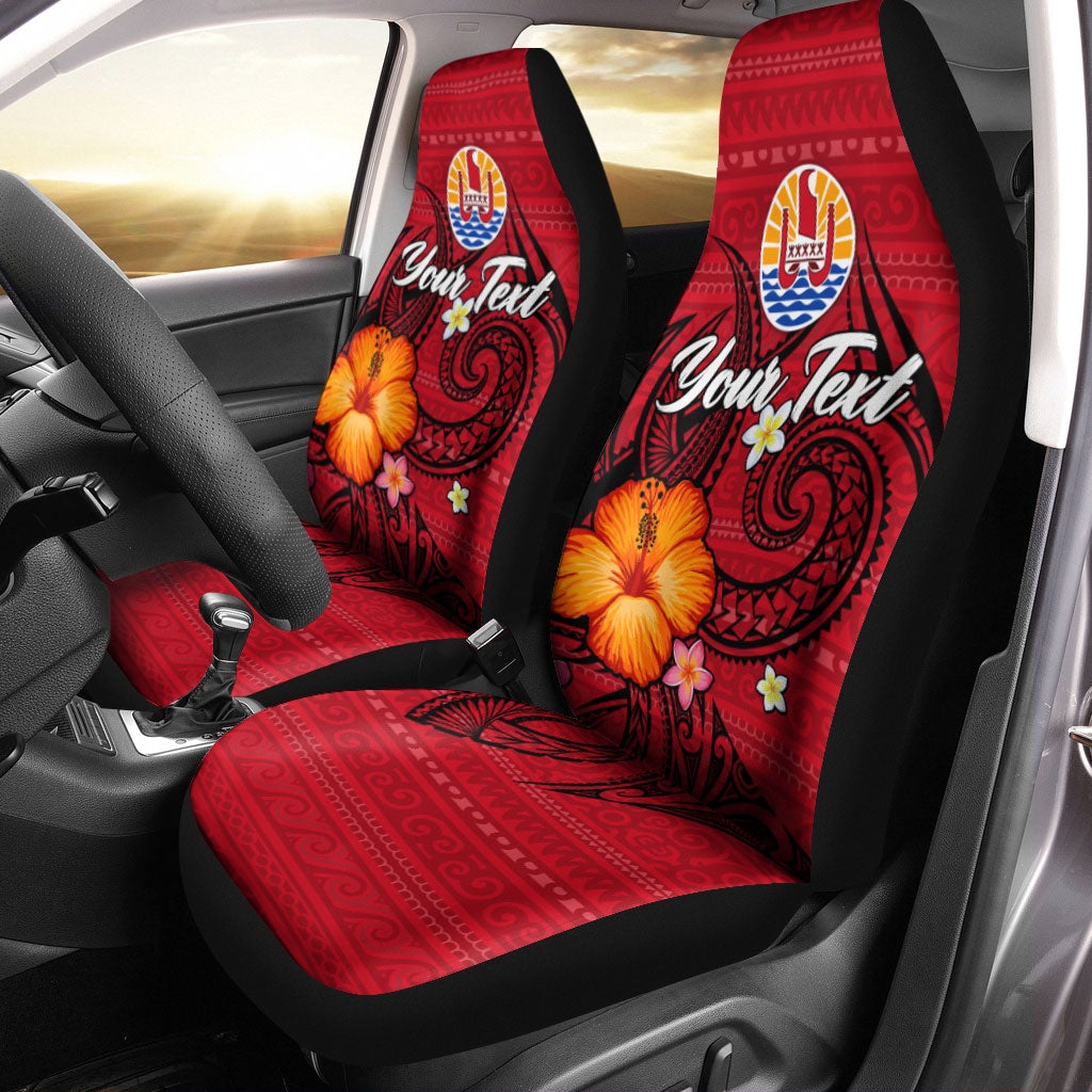 (Custom Personalised) Tahiti Maohi Car Seat Covers - Hibiscus With Tribal LT12 - Wonder Print Shop