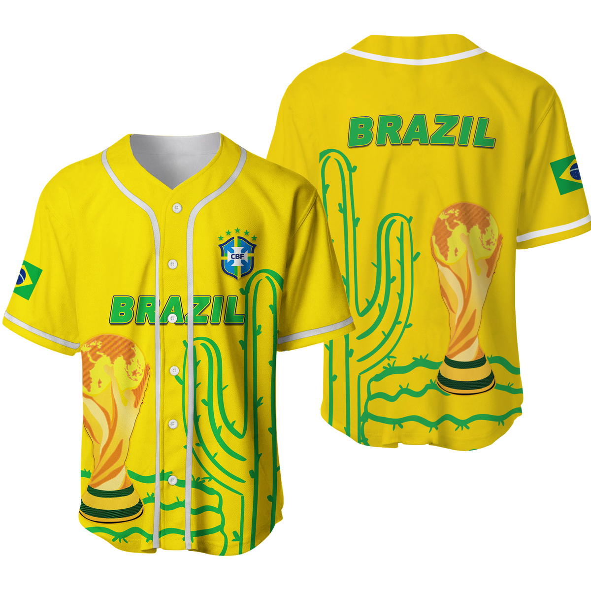 Brazil Champion Football World Cup 2022 Baseball Jersey - LT12 - Wonder Print Shop