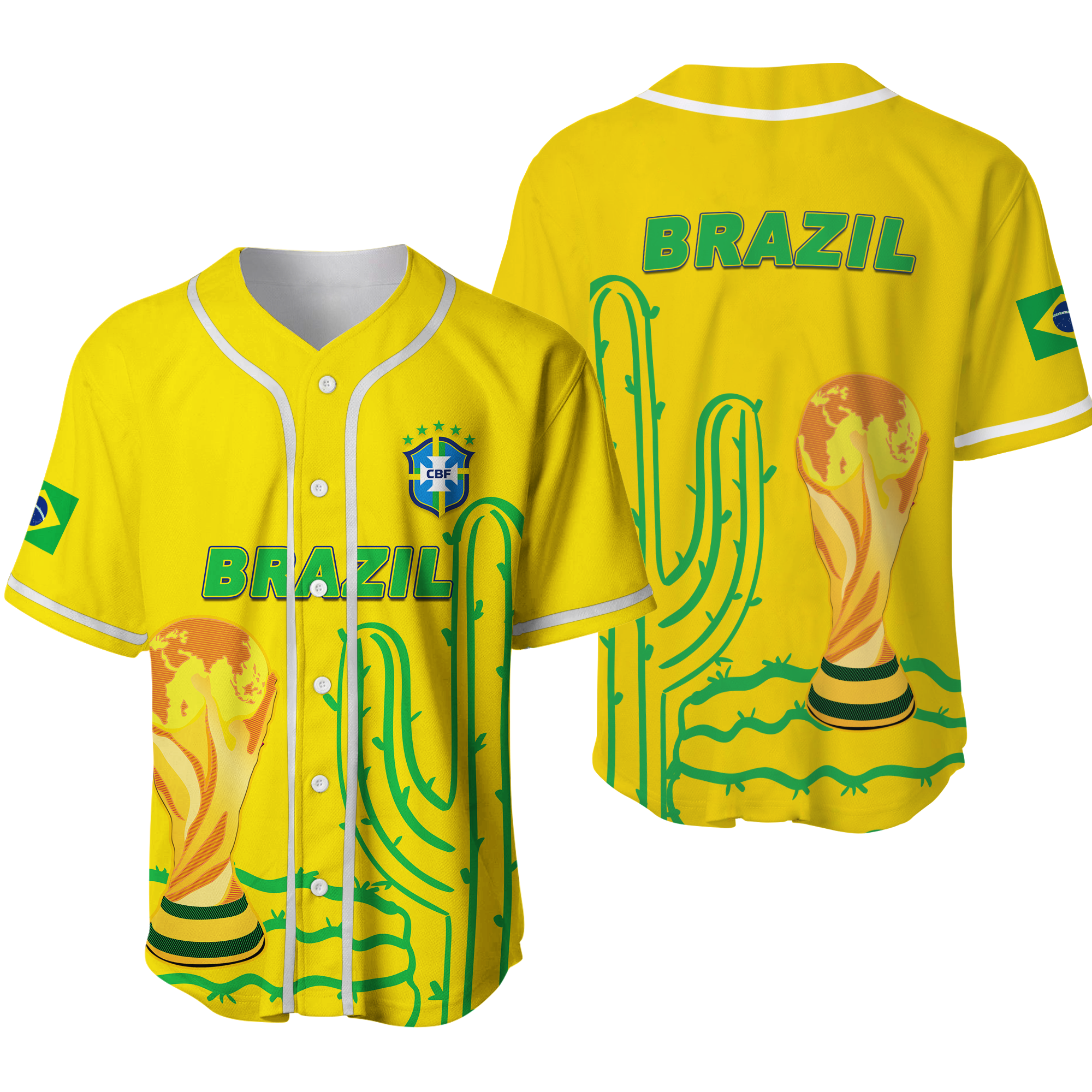 Brazil Champion Football World Cup 2022 Baseball Jersey - LT12 - Wonder Print Shop