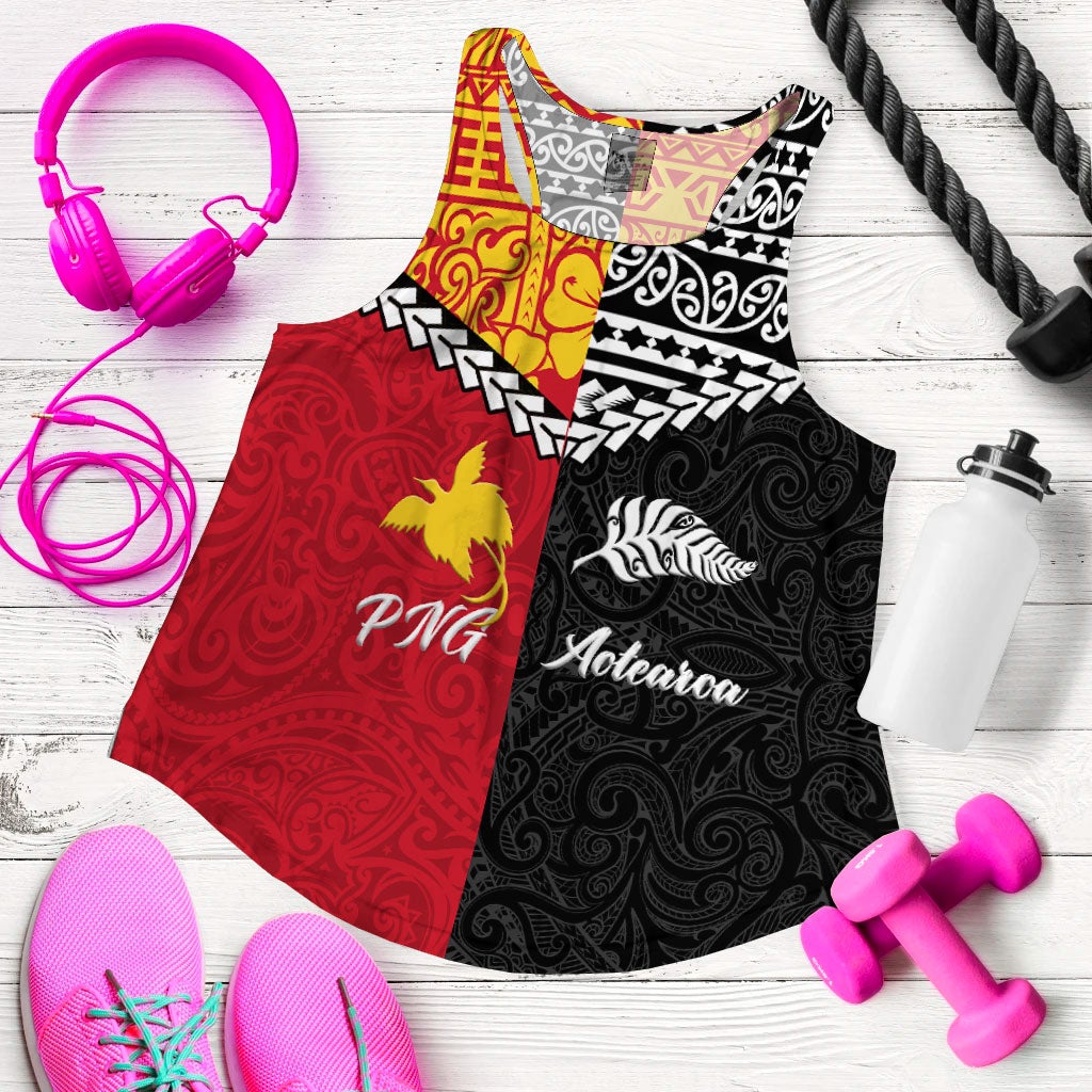 Papua New Guinea Combine New Zealand Maori Aotearoa Heritage Women Tank Top LT12 - Wonder Print Shop