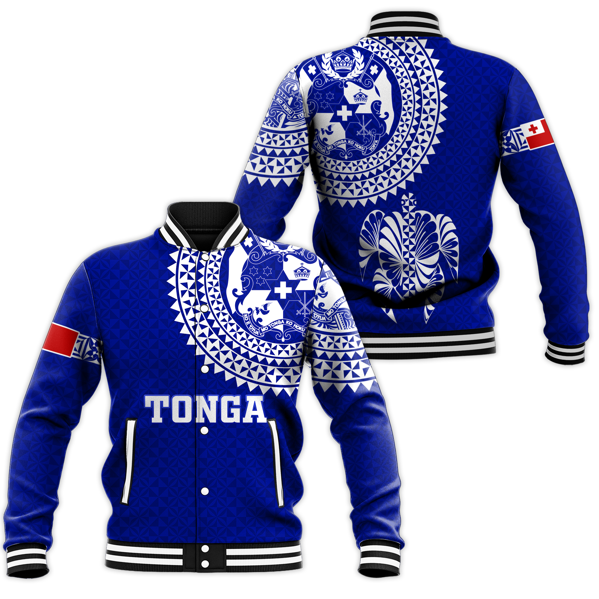 Tonga Baseball Jacket Tongan Blue Turtle LT12 - Wonder Print Shop