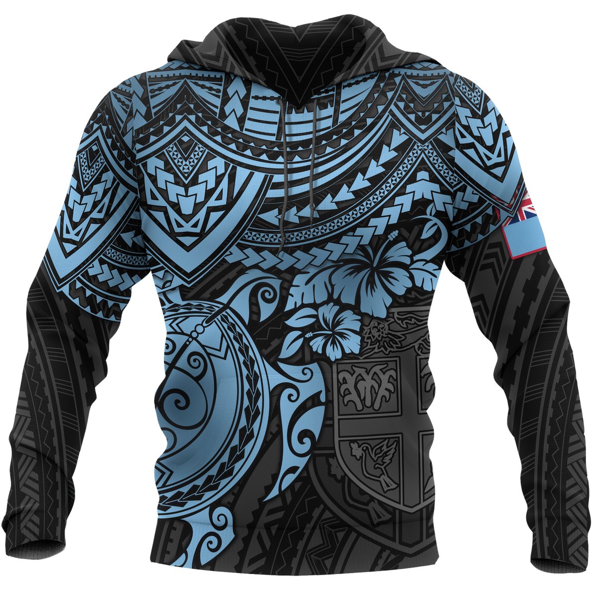Fiji Polynesian Hoodie Blue Turtle - Wonder Print Shop