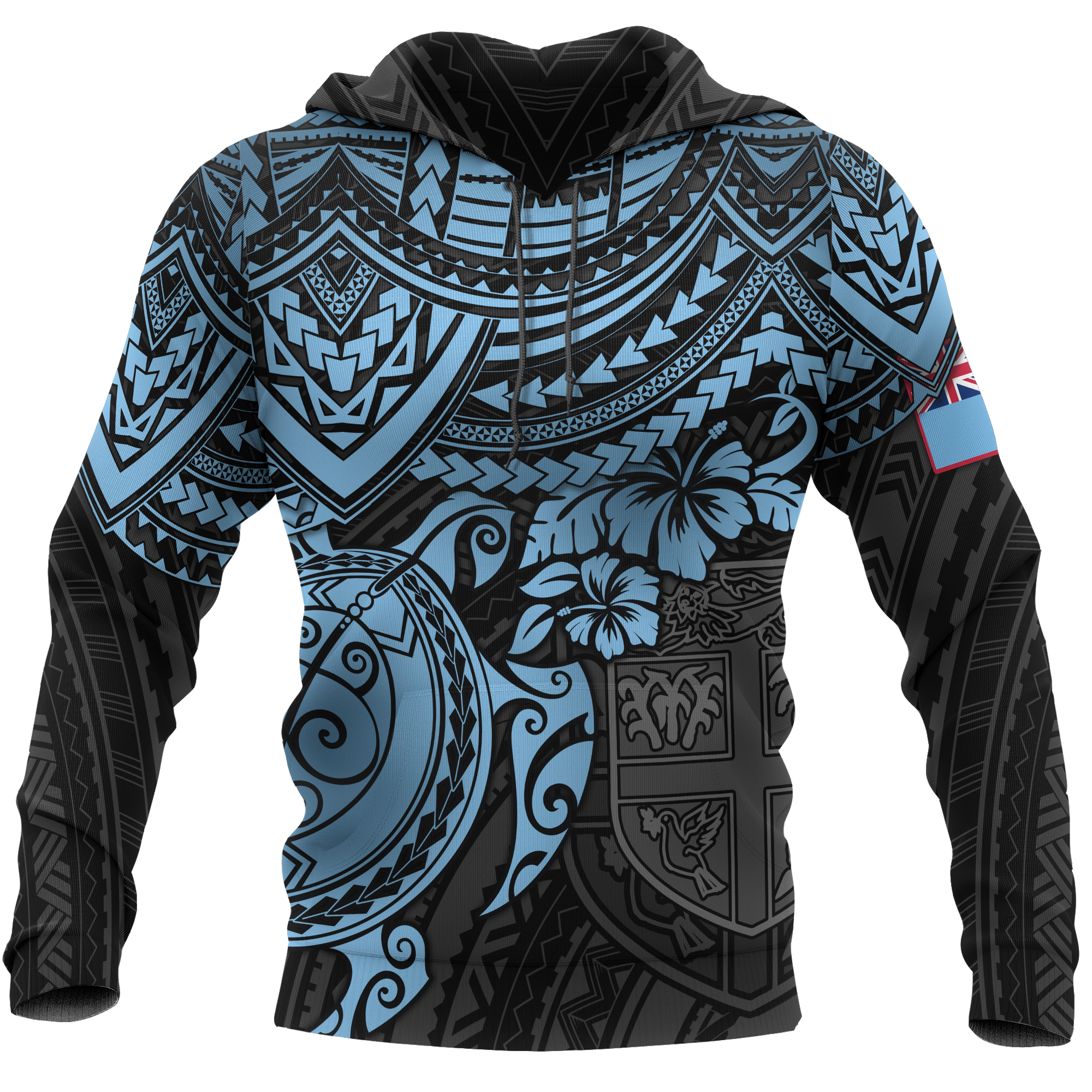 Fiji Polynesian Hoodie Blue Turtle - Wonder Print Shop